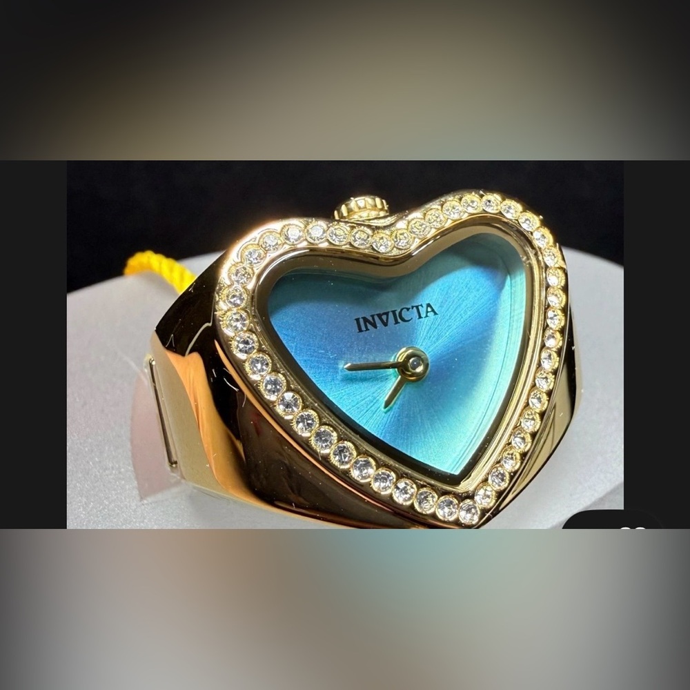 Invicta Mini Angel Women's Ring Watch Crystal Bezel Blue Heart Dial 49576-NEW